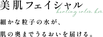 美肌フェイシャル | 細かな粒子の水が、肌の奥までうるおいを届ける。